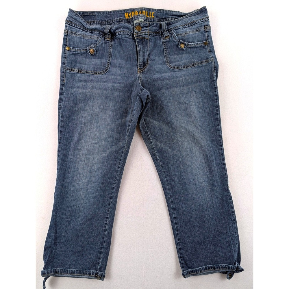 Hydraulic Womens 20 Capri Jeans Blue Stretch Denim Button Pockets Cropped Y2K